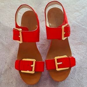 Michael Kors Red & White wedge sandals